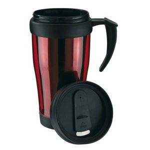 Dubbelwandige thermosbeker rood/zwart 400 ml - Thermosbeker