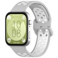Tweekleurige siliconen band - Grijs met wit - Huawei Watch Fit 3 / Fit 4