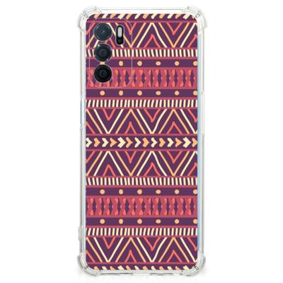 OPPO A16 | A16s | A54s Doorzichtige Silicone Hoesje Aztec Paars