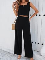 Casual Plain Two-Piece Set