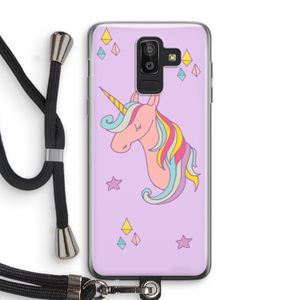 Roze eenhoorn: Samsung Galaxy J8 (2018) Transparant Hoesje met koord