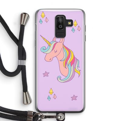 Roze eenhoorn: Samsung Galaxy J8 (2018) Transparant Hoesje met koord