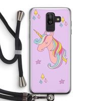 Roze eenhoorn: Samsung Galaxy J8 (2018) Transparant Hoesje met koord Roze eenhoorn: Samsung Galaxy J8 (2018) Transparant Hoesje met koord