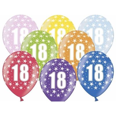 30x stuks verjaardag ballonnen 18 jaar thema met sterretjes