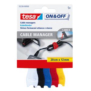TESA On & Off kabelbinder Zwart, Blauw, Rood, Wit, Geel 5 stuk(s)