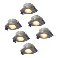 Set van 6 Lima LED inbouwspots - 5 Watt 400 lumen - 4000K neutraal wit - GU10 - Dimbaar - Rond - Kantelbaar - IP65 waterdicht - RVS - Voor binnen, buiten en badkamer