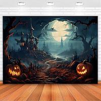 halloween decoraties hangend tapijt jack o lantaarn pompoen bos kunst aan de muur groot tapijt muurschildering decor foto achtergrond deken gordijn thuis slaapkamer woonkamer spook spookhuis kasteel Lightinthebox