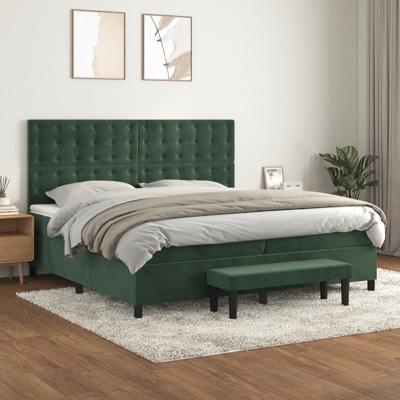 Boxspring met matras fluweel donkergroen 200x200 cm