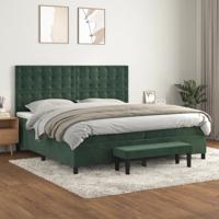 Boxspring met matras fluweel donkergroen 200x200 cm