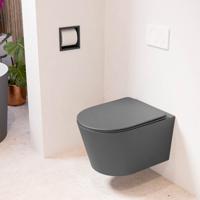 Wandcloset Mondiaz Lavie | Zonder spoelrand | Incl.Toiletzitting-Dark Grey | Keramiek | Dark Grey