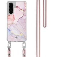 Samsung Galaxy A36 hoesje met rosegoud koord - Purple sky