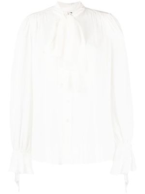 PINKO chemise drapée à détail de nœud - Blanc
