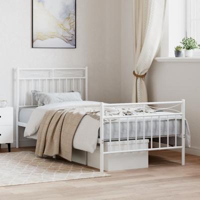 Bedframe met hoofd- en voeteneinde metaal wit 90x190 cm