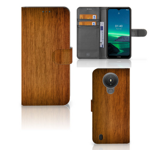 Nokia 1.4 Book Style Case Donker Hout