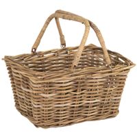 Opbergmand met hengsels - Riet/Rotan - Boodschappen/picknickmand - 46 x 33 x 24 cm