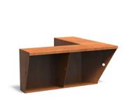 Keerwand cortenstaal binnenhoek 100x100x60cm. brede bovenrand