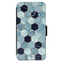 iPhone 13 Pro flipcase - Marmer blauw kubussen - thumbnail