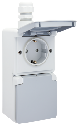 Niko Hydro stopcontact 2-voudig waterdicht grijs