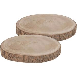 Woondecoratie Paulownia houten boomschijf - 2x - 30 x 3 cm - boomschijven - kaarsenbord