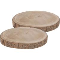 Woondecoratie Paulownia houten boomschijf - 2x - 30 x 3 cm - boomschijven - kaarsenbord