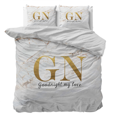 Dekbedovertrek Goodnight Goud Tekst 240x200 Cm Anti Allergie & Anti Huisstofmijt & Gezien Op TV Sleeptime Essentials - Dekbed-Discounter.nl