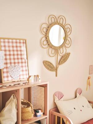 XL muurspiegel bloem beige