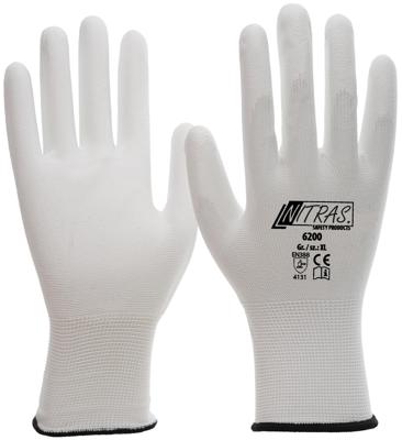 NITRAS SAFETY Glove size 6/s nylon white coated
