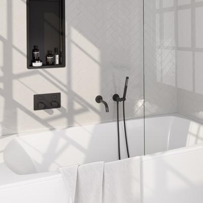 Inbouwthermostaat set Brauer Carving Met Drukknoppen Incl Baduitloop Mat Zwart (Keuze Handdouche)