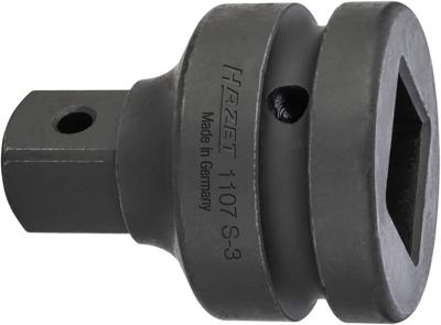 HAZET Verloopstuk 1107S · 1 inch (25 mm) vierkant hol · 3/4 inch (20 mm) vierkant massief · Lengte: 70 mm