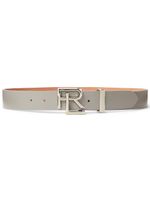 Ralph Lauren Collection ceinture en cuir à boucle logo - Gris