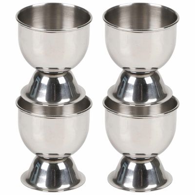 Eierdopjes - zilver - RVS /metaal - set 8x stuks - Dia 5 cm - brede onderzijde