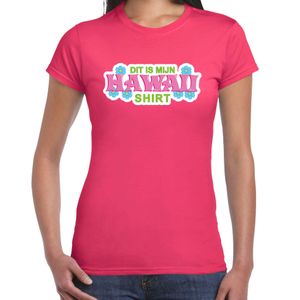 Hawaii shirt zomer t-shirt roze voor dames