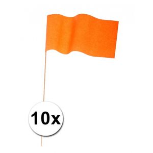 10 oranje papieren zwaaivlaggetjes