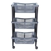 Kunststof keuken/badkamer trolley met manden 40 x 30 x 60 cm zilver/grijs