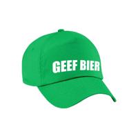 Geef bier tekst petje - groen - drank - dames en heren - baseball cap - carnaval - foute party