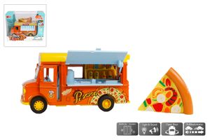 Foodtruck pizza die cast pull back licht en geluid met magnetic induction 11cm