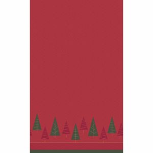 Kerst tafellaken/tafelkleed - 138 x 220 cm - papier - rood - rechthoekig