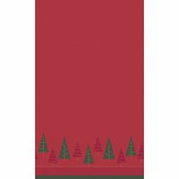 Kerst tafellaken/tafelkleed - 138 x 220 cm - papier - rood - rechthoekig - thumbnail