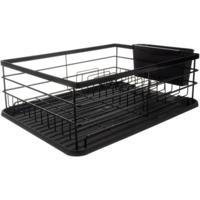 Ruhhy Afwas afdruiprek - met lekbak - staal - zwart - 44 x 31 x 13 cm - met bestekbak Ruhhy Afwas afdruiprek - met lekbak - staal - zwart - 44 x 31 x 13 cm - met bestekbak