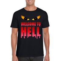 Welcome to hell Halloween Duivel t-shirt zwart heren - thumbnail