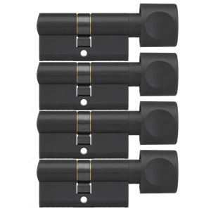 DOM Zwarte knopcilinder Plura 30/30mm - SKG 3 sterren - 4 gelijksluitende knopcilinders