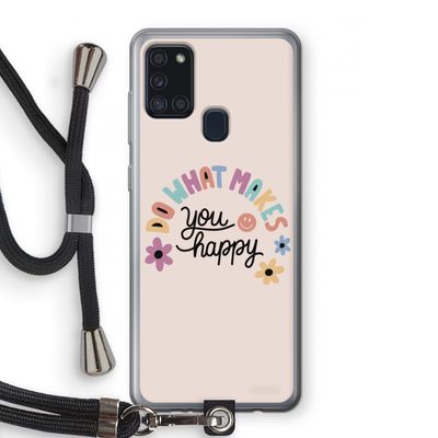 Happy days: Samsung Galaxy A21s Transparant Hoesje met koord