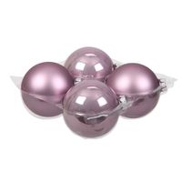 Grote kerstballen - 4x st - salie paars/lichtpaars - 10 cm - glas - glans/mat