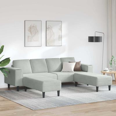 Bankstel 3 pcs Lichtgrijs Fluweel