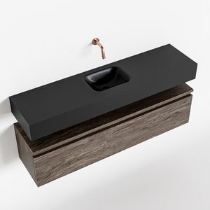 Toiletmeubel Mondiaz Andor | 120 cm | Meubelkleur Dark brown | Lex vrijhangend wastafel Urban Midden | Zonder kraangat