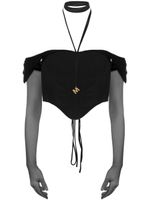 MANURI cropped corset blouse - Noir - thumbnail