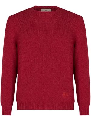 ETRO pull en cachemire à logo brodé - Rouge
