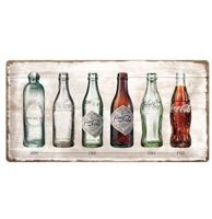 Coca-Cola Flesjes Tijdlijn Metalen Bord 25 x 50 cm - thumbnail