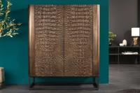 Handgemaakt Highboard CROCO 120cm Bruin Mango Hout Massief 3D Design - 44615