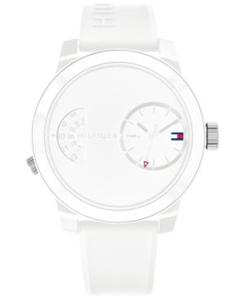 Tommy Hilfiger Herenhorlogemet witte siliconen band, 44 mm